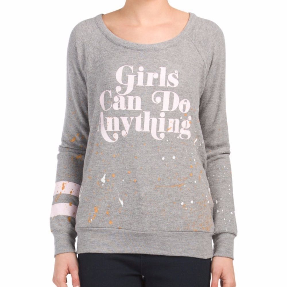 Girls can do anything sweatshirt with open back